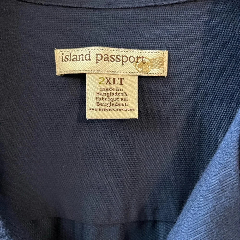 Men’s Island Passport Blue Short Sleeve Button Down Size XXL Chest Pocket EUC